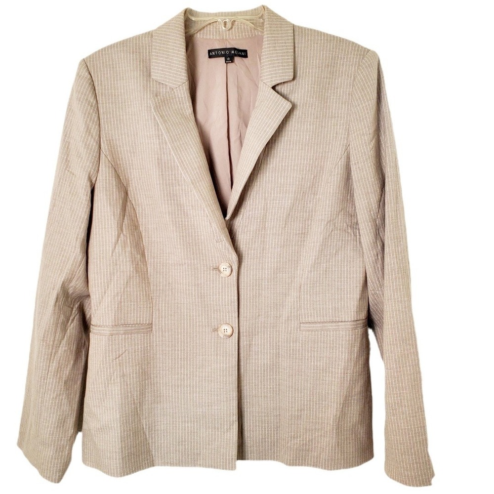Antonio Melani Tan Pinstripe Blazer Women's‎ Career Suit Jacket